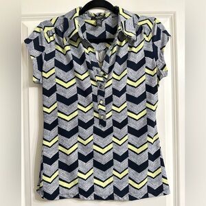 Alfani Chevron Collared Shirt - Navy and Yellow